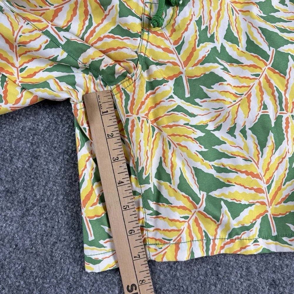 J.Crew Board Shorts Men's 36 Green Tropical Leaf Print Swim Trunks Preppy Beach